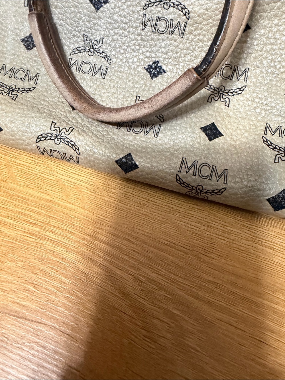 MCM Visetos Cream Monogram Large Tote Bag Gold Hardware - Picture 6 of 12